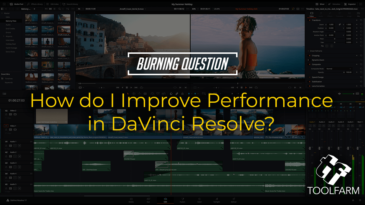 Learn several simple ways to improve performance in DaVinci Resolve, from using Timeline Proxy Mode to enabling Smart Render Cache.