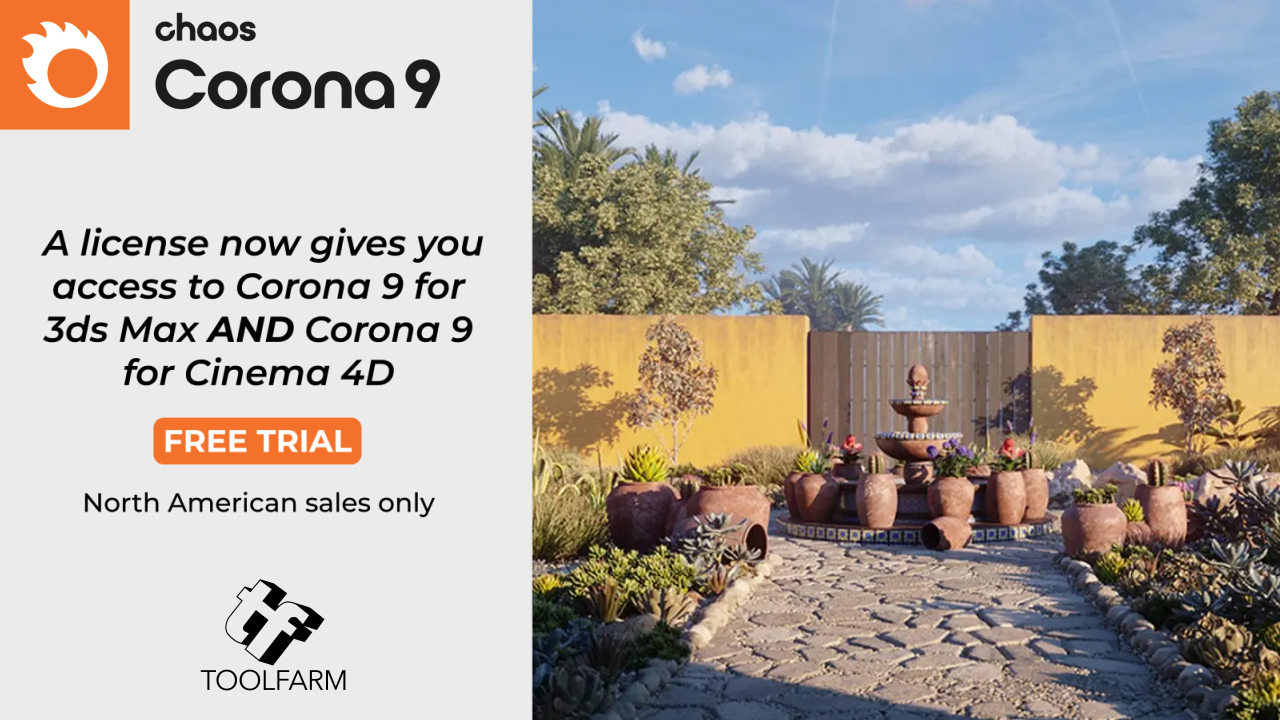 Chaos Corona 9 is available now for both 3ds Max and Cinema 4D. One Corona 9 license gives users access to both hosts!